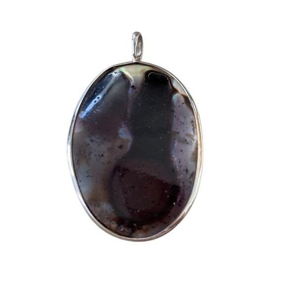 Vtg Mabe Blister Cultured Pearl & Silver Pendant 1.5"x1" - Picture 3 of 7